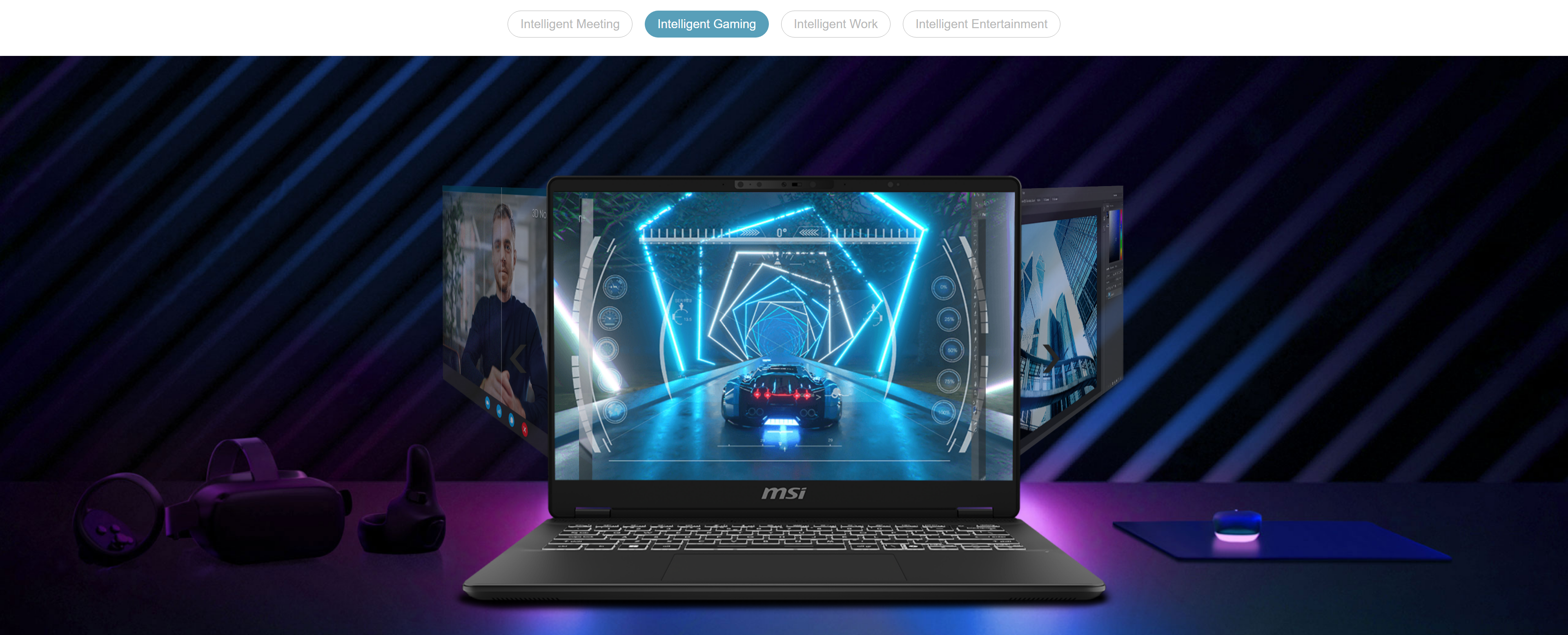 A large marketing image providing additional information about the product MSI Prestige 14 AI Evo (C1M) - 14" 144Hz, Core Ultra 7, 16GB/512GB - Win 11 Notebook - Additional alt info not provided
